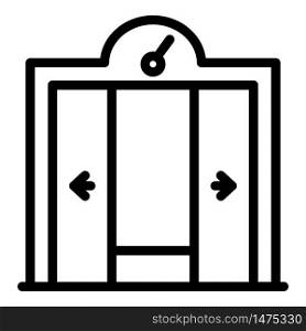 Opening the elevator doors icon. Outline opening the elevator doors vector icon for web design isolated on white background. Opening the elevator doors icon, outline style
