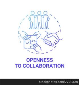 Openness to collaboration blue gradient concept icon. Entrepreneur characteristic abstract idea thin line illustration. Partnership and cooperation. Vector isolated outline color drawing. Openness to collaboration blue gradient concept icon