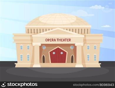 Opera building. authentic architectural object theatre building. vector templates. Illustration of building architecture opera city. Opera building. authentic architectural object theatre building. vector templates