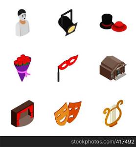 Opera icons set. Isometric 3d illustration of 9 opera vector icons for web. Opera icons set, isometric 3d style