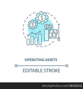 Operating assets concept icon. AM component idea thin line illustration. Operating liabilities. Long lived assets. Business operations. Vector isolated outline RGB color drawing. Editable stroke. Operating assets concept icon