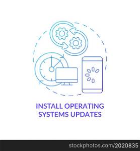 Operating system updates time blue gradient concept icon. Regular devices software updating abstract idea thin line illustration. Data safety. Vector isolated outline color drawing. Operating system updates time blue gradient concept icon