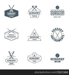 Operating theatre logo set. Simple set of 9 operating theatre vector logo for web isolated on white background. Operating theatre logo set, simple style