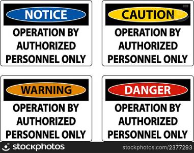 Operation By Authorized Label Sign On White Background