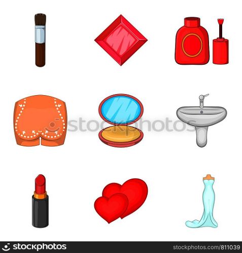 Operation icons set. Cartoon set of 9 operation vector icons for web isolated on white background. Operation icons set, cartoon style