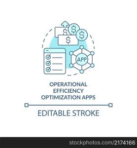 Operational efficiency turquoise concept icon. Increase income from app. Optimization abstract idea thin line illustration. Isolated outline drawing. Editable stroke. Arial, Myriad Pro-Bold fonts used. Operational efficiency turquoise concept icon