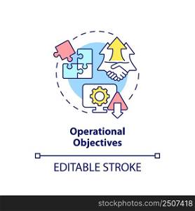 Operational objectives concept icon. International cooperation development abstract idea thin line illustration. Isolated outline drawing. Editable stroke. Arial, Myriad Pro-Bold fonts used. Operational objectives concept icon