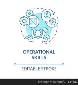 Operational skills turquoise blue concept icon. Business management solutions. Entrepreneurship success abstract idea thin line illustration. Vector isolated outline color drawing. Editable stroke. Operational skills turquoise blue concept icon