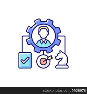 Operations management RGB color icon. Maximizing organization profit. Production process control. Converting materials and labor into goods and services. Isolated vector illustration. Operations management RGB color icon
