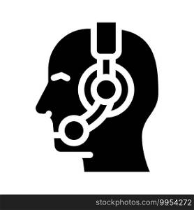 operator call center worker with headphones glyph icon vector. operator call center worker with headphones sign. isolated contour symbol black illustration. operator call center worker with headphones glyph icon vector illustration