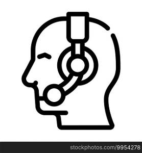 operator call center worker with headphones line icon vector. operator call center worker with headphones sign. isolated contour symbol black illustration. operator call center worker with headphones line icon vector illustration