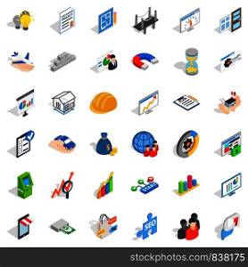 Operator icons set. Isometric style of 36 operator vector icons for web isolated on white background. Operator icons set, isometric style