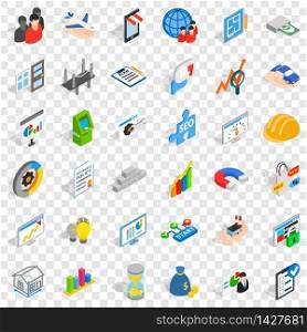 Operator icons set. Isometric style of 36 operator vector icons for web for any design. Operator icons set, isometric style