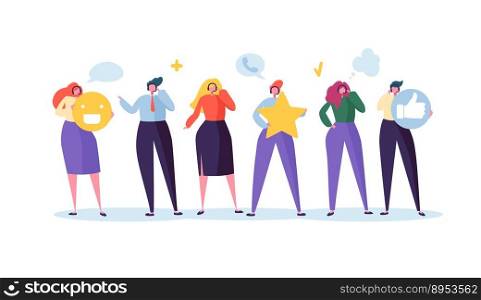 Operator online characters talking with clients vector image