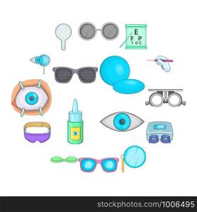 Ophthalmologist icons set. Cartoon illustration of 16 Ophthalmologist vector icons for web. Ophthalmologist icons set, cartoon style