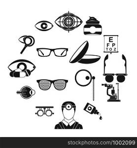 Ophthalmologist tools icons set. Simple illustration of 16 ophthalmologist tools vector icons for web. Ophthalmologist tools icons set, simple style