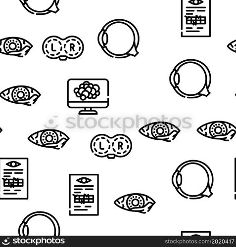 Ophthalmology Eye Disease Treat Vector Seamless Pattern Thin Line Illustration. Ophthalmology Eye Disease Treat Vector Seamless Pattern