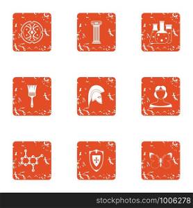 Opiate icons set. Grunge set of 9 opiate vector icons for web isolated on white background. Opiate icons set, grunge style