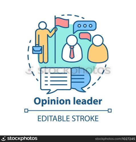 Opinion leader concept icon. Public speaker idea thin line illustration. Influence people behavior. Communication with society. Community opinion. Vector isolated outline drawing. Editable stroke