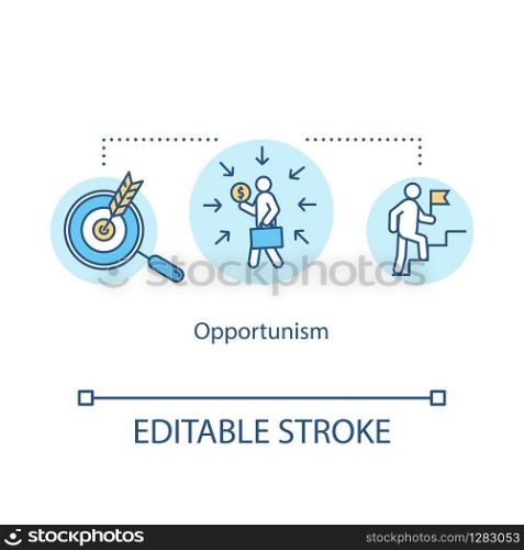Opportunism concept icon. Personal development, career growth idea thin line illustration. Skills improving and financial goal achieving. Vector isolated outline RGB color drawing. Editable stroke