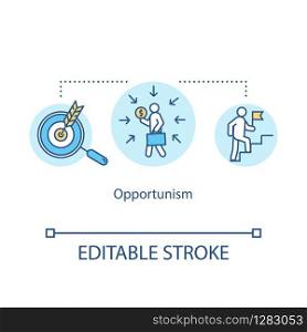 Opportunism concept icon. Personal development, career growth idea thin line illustration. Skills improving and financial goal achieving. Vector isolated outline RGB color drawing. Editable stroke