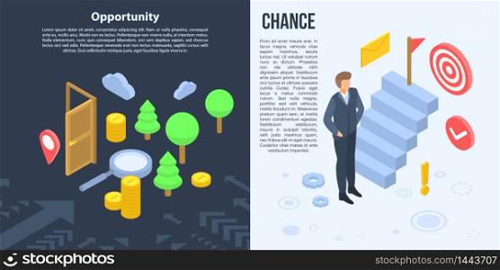 Opportunity banner set. Isometric set of opportunity vector banner for web design. Opportunity banner set, isometric style