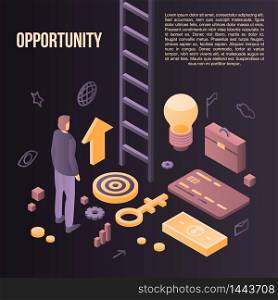 Opportunity business concept background. Isometric illustration of opportunity business vector concept background for web design. Opportunity business concept background, isometric style