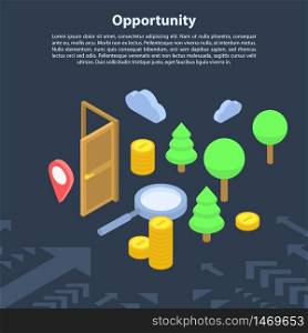 Opportunity concept banner. Isometric illustration of opportunity vector concept banner for web design. Opportunity concept banner, isometric style