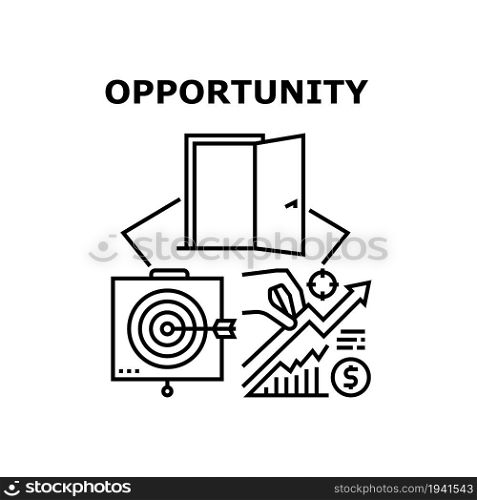 Opportunity Vector Icon Concept. Opportunity For Earning Money And Successful Goal Achievement, Increase Money Profit And Capital, Startup And Business Management Black Illustration. Opportunity Vector Concept Black Illustration