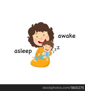Opposite asleep and awake vector illustration
