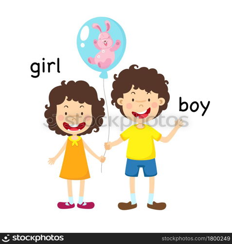 Opposite boy and girl vector illustration