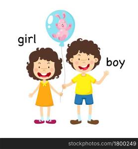 Opposite boy and girl vector illustration