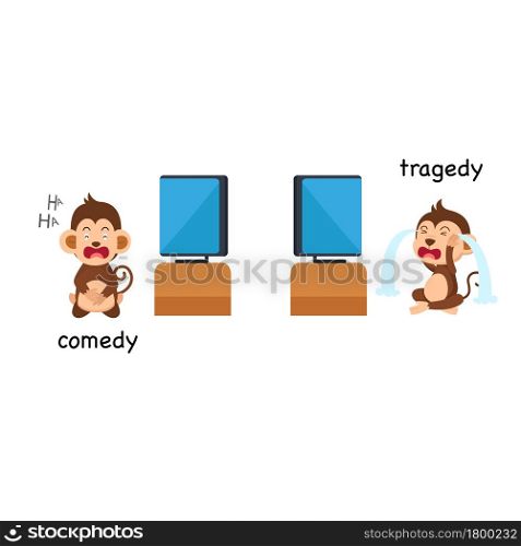 Opposite comedy and tragedy vector illustration