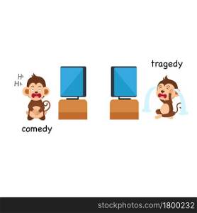Opposite comedy and tragedy vector illustration