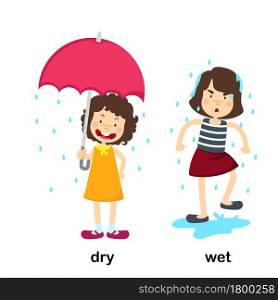 Opposite dry and wet vector illustration