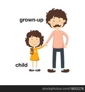Opposite grown up and child vector illustration