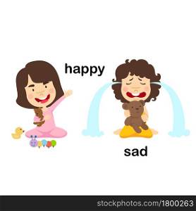 Opposite happy and sad vector illustration