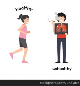 Opposite healthy and unhealthy vector illustration