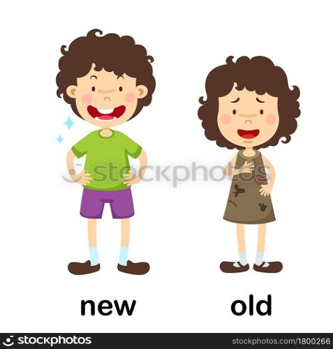 Opposite new and old vector illustration