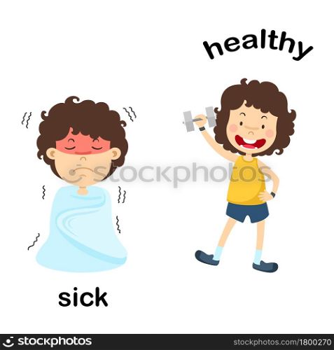 Opposite sick and healthy vector illustration