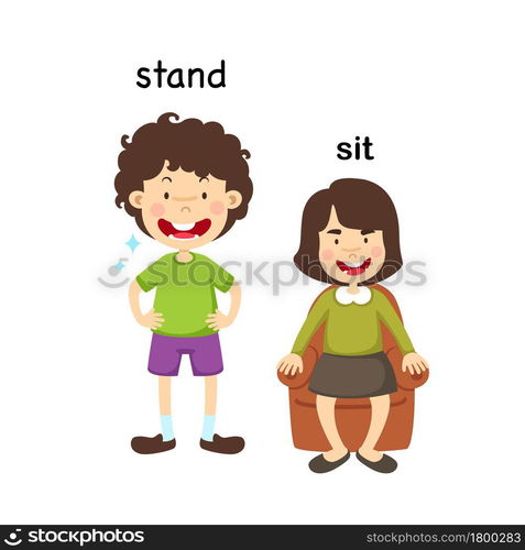 Opposite stand and sit vector illustration — Stockphotos.com