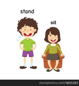 Opposite stand and sit vector illustration