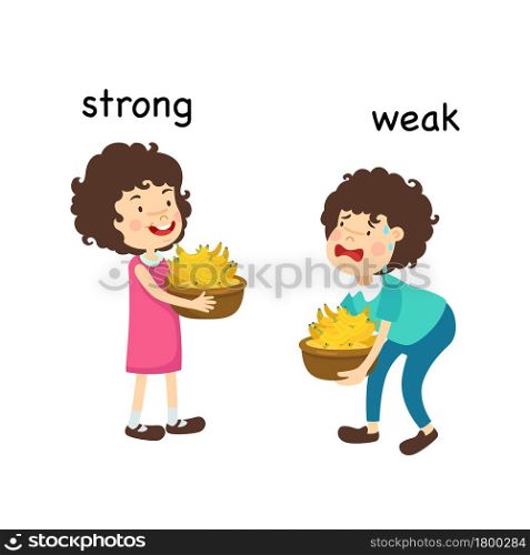Opposite strong and weak and clever vector illustration