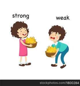 Opposite strong and weak and clever vector illustration