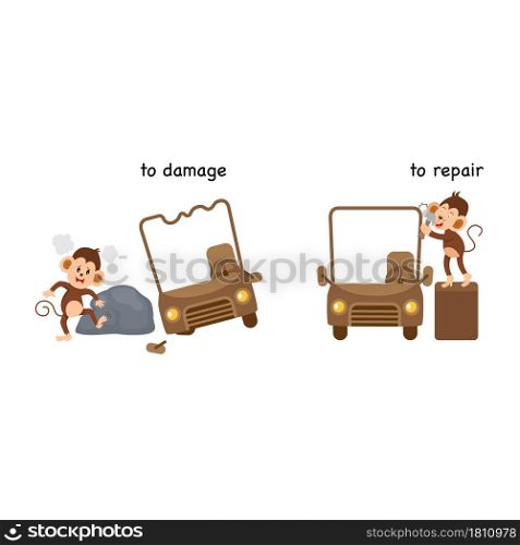 Opposite to damage and to repair vector illustration