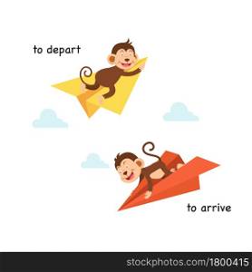 Opposite to depart and to arrive vector illustration