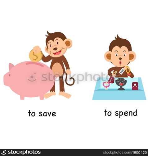 Opposite to save and to spend vector illustration