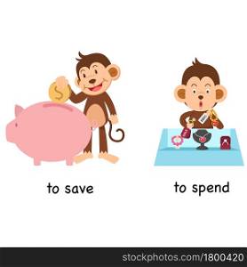 Opposite to save and to spend vector illustration