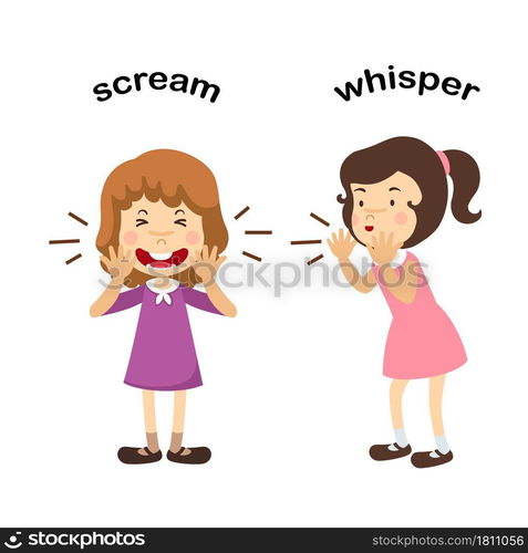 Opposite whisper and scream vector illustration