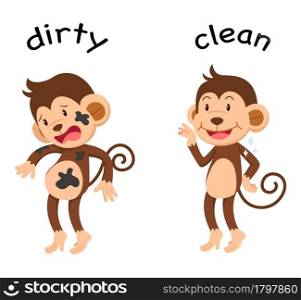 Opposite words dirty and clean vector illustration
